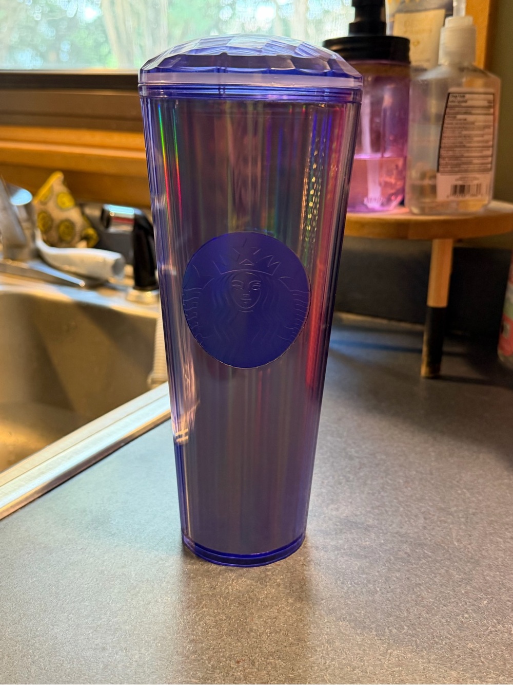 Starbucks Iridescent Blue-Purple Tumbler with Embossed Logo